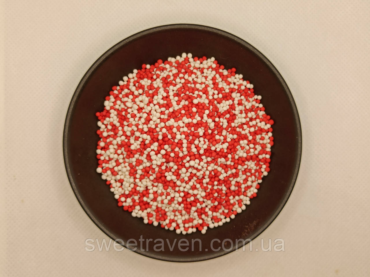 Кондитерська посипка цукрові кульки Червоні, Білі (2мм) - 50 грам
