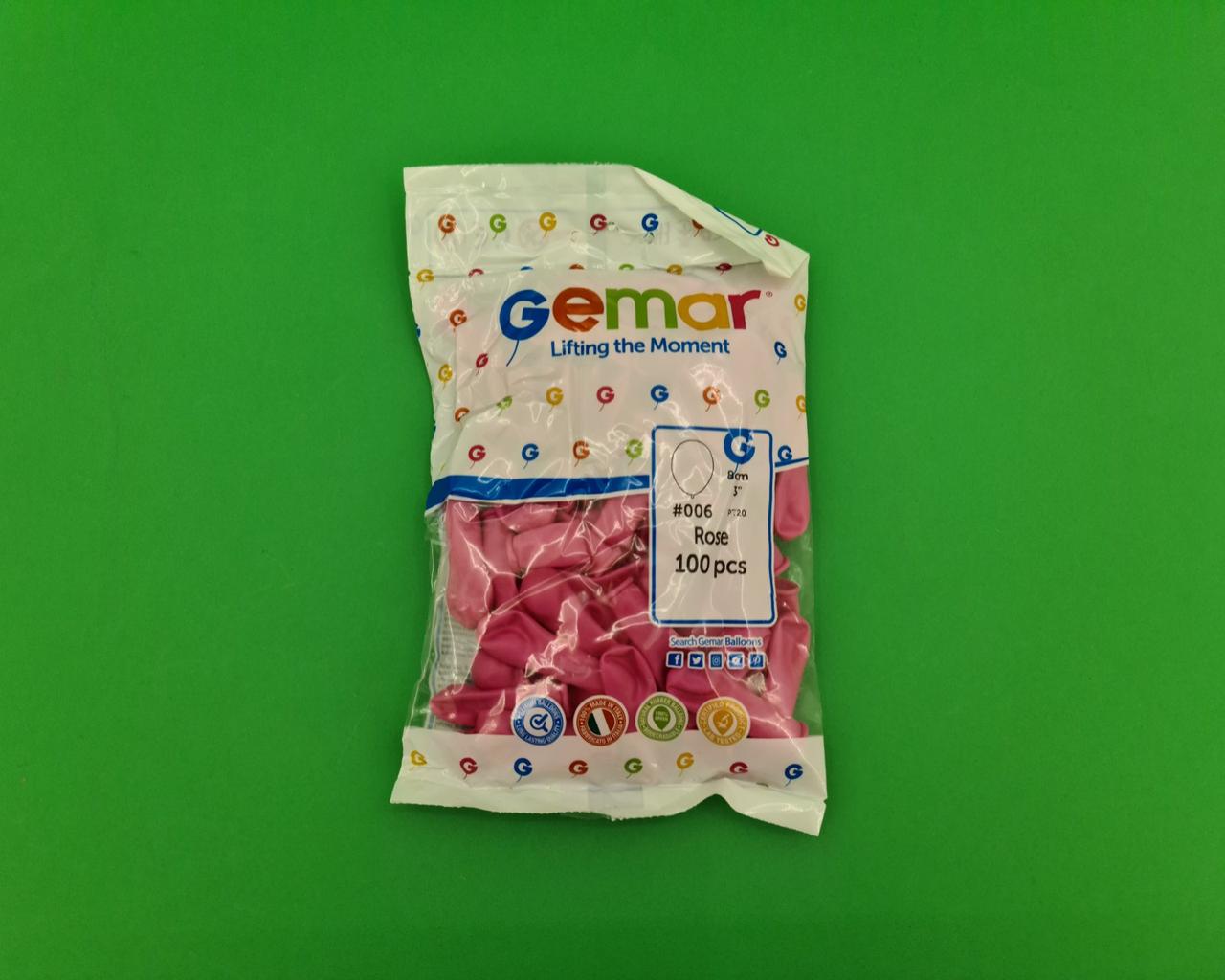 Повітряні кульки 3" (8 см) пастель рожеві латексні бомбочки 100 шт Gemar (1 пачка), фото 1