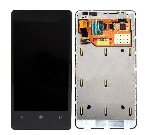 Дисплей для Nokia Lumia 800 з сенсорним склом в рамці (Чорний) Оригінал Китай