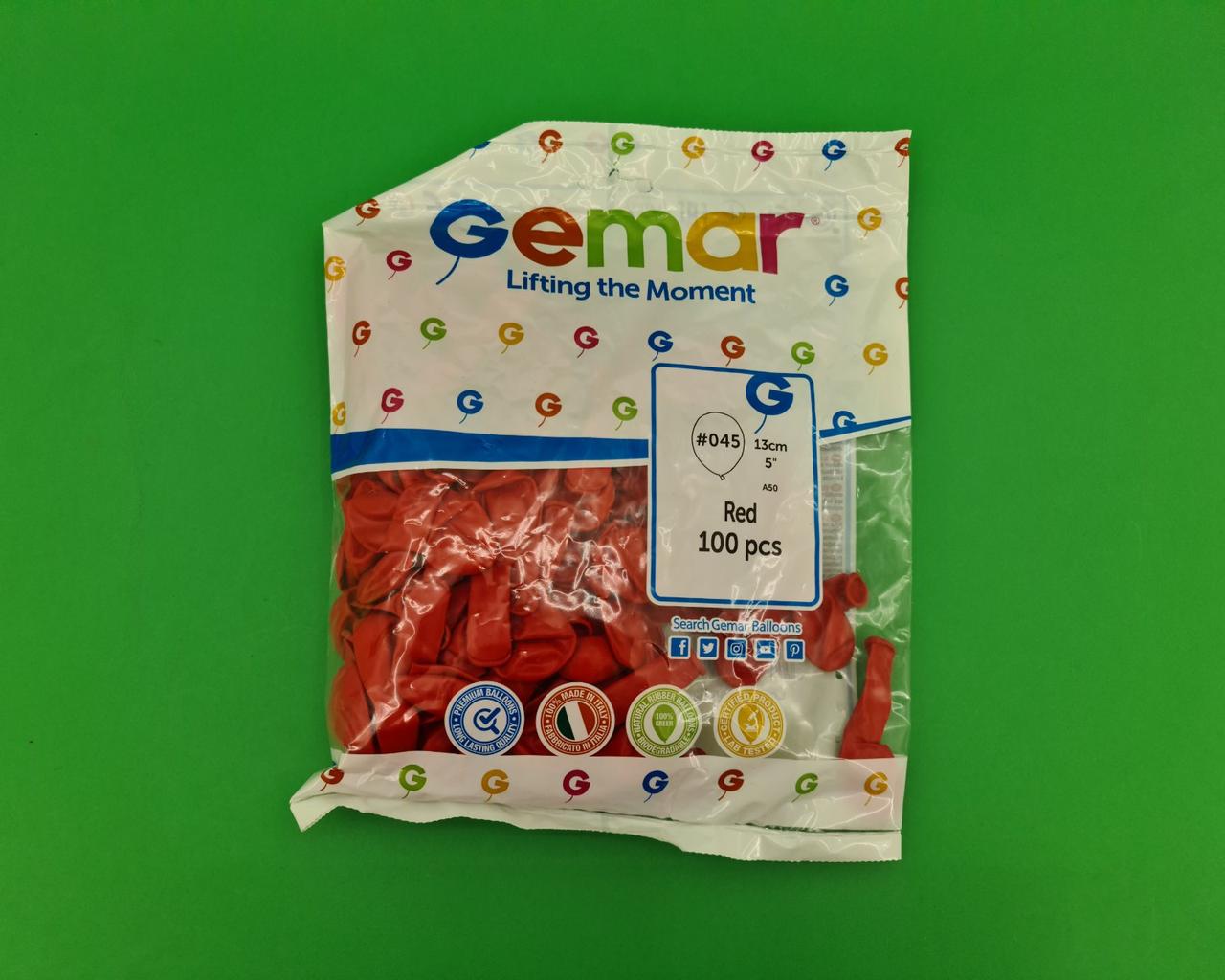 Повітряні кульки пастель червоний 5" (13 см) 100 шт Gemar (1 пачка), фото 1