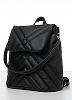 Стильный женский черный рюкзак - сумка городской, повседневный эко-кожа | новинка