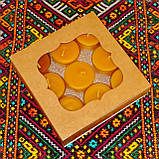 Подарунковий набір круглих воскових чайних свічок 15г (9шт.) в коробці Білий Метелик, фото 6