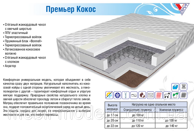 Ортопедичний матрац Прем'єр Кокос