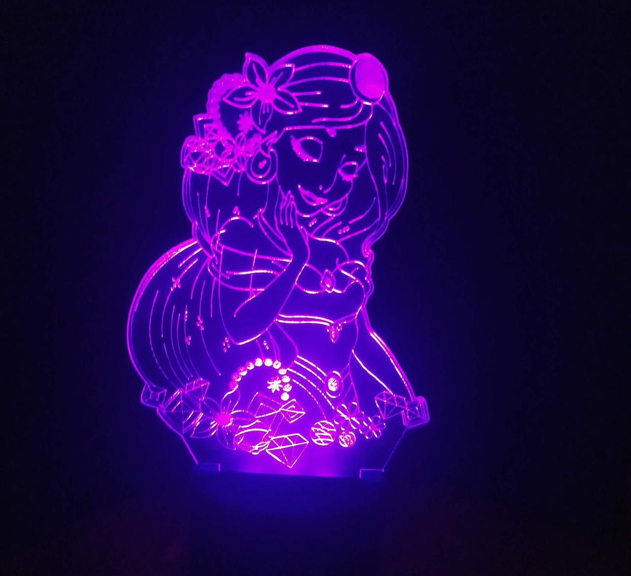 3d-світильник Ельза Frozen, 3д-нічник, кілька підсвічувань (на пульті), фото 1