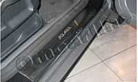 Накладки на пороги пластиковы салона (внутренние) Ford Kuga (форд куга) 2008-2012 с логотипом, нерж.