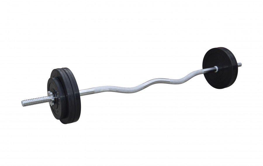 Штанга з обгумованими дисками W-подібна 50 кг Гантелі, гирі, штанги та диски металеві розбірні