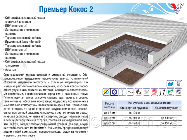 Ортопедичний матрац Прем'єр Кокос 2