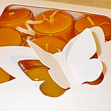 Подарунковий набір круглих воскових чайних свічок 18г (9шт.) в коробці Білий Метелик, фото 4