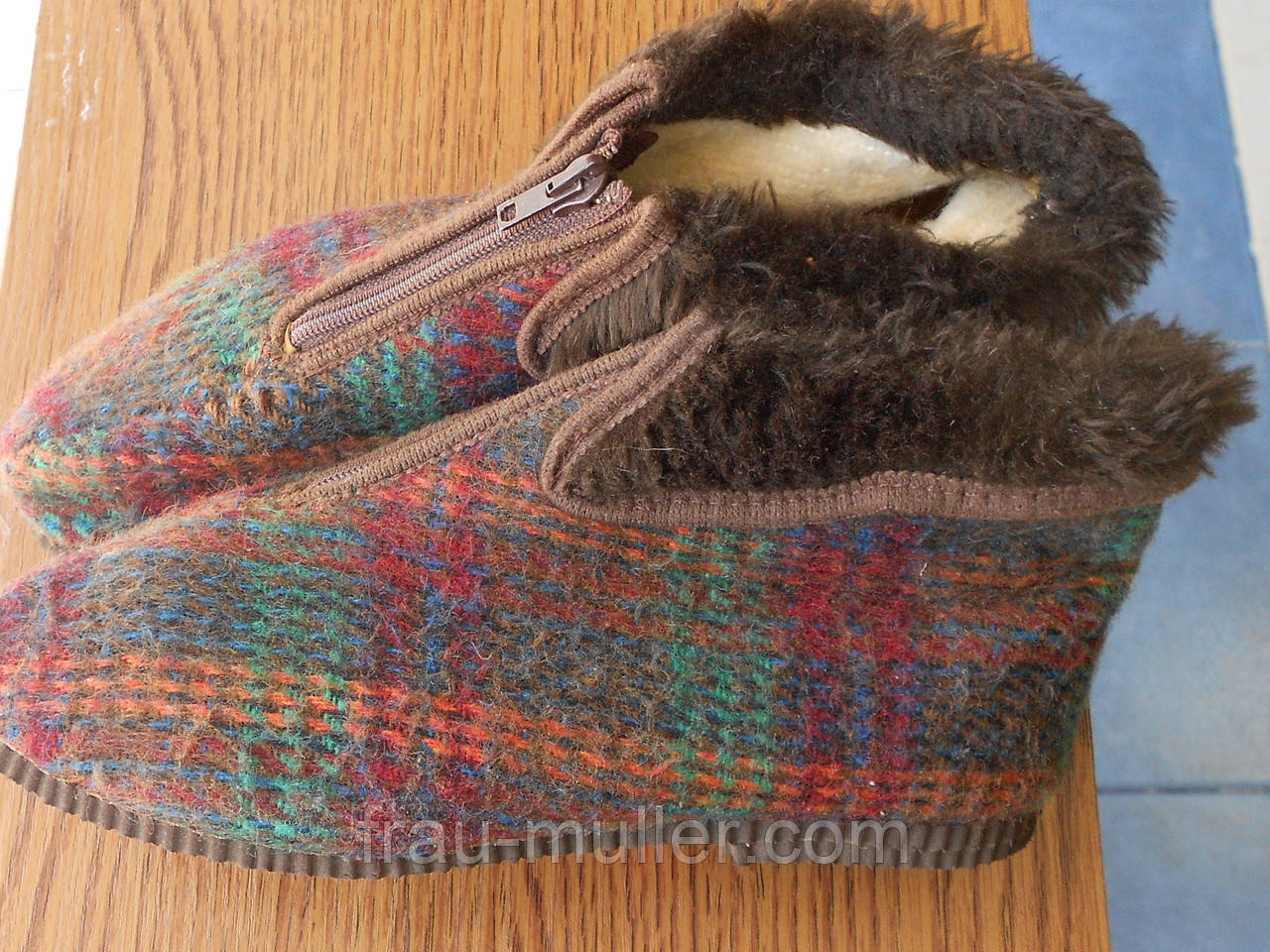 Теплі вовняні капці в клітку розмір 39, утілка 24,5  Alex, фото 1