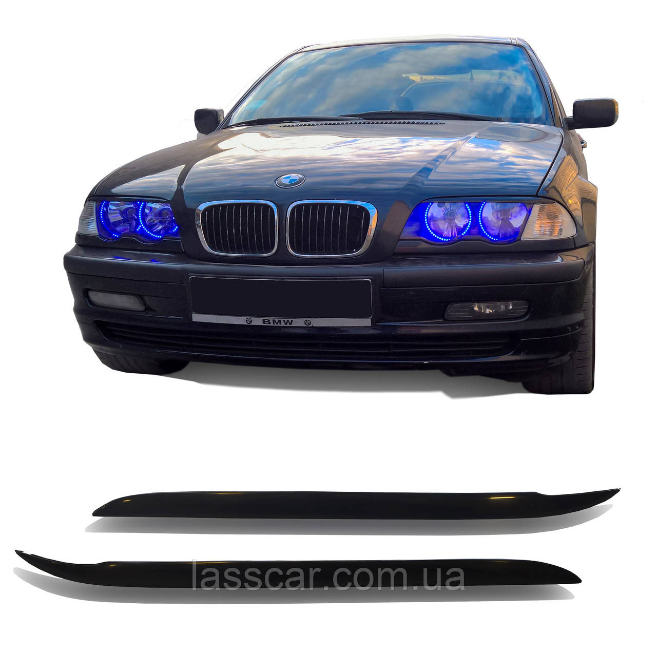 Накладка на фари Вії на BMW E46 (дорестайлінг)