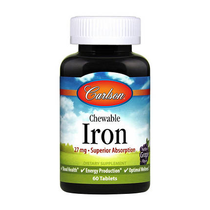 Залізо Carlson Labs Chewable Iron 27 мг 60 таб, фото 2