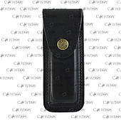 Шкіряний чохол для складаного ножа, чорний (на кнопці)