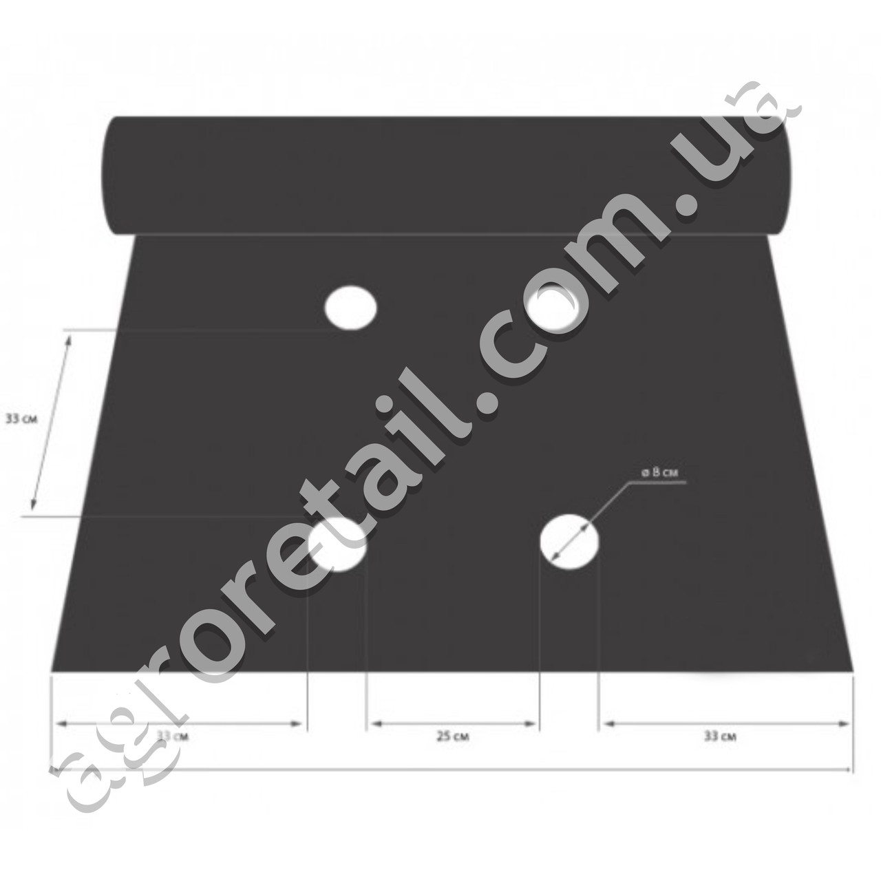 Агроволокно для мульчирования с перфорацией 2 отверстия черное плотность 50 пакет 1.07x10 м Agreen - фото 2 - id-p1353412651