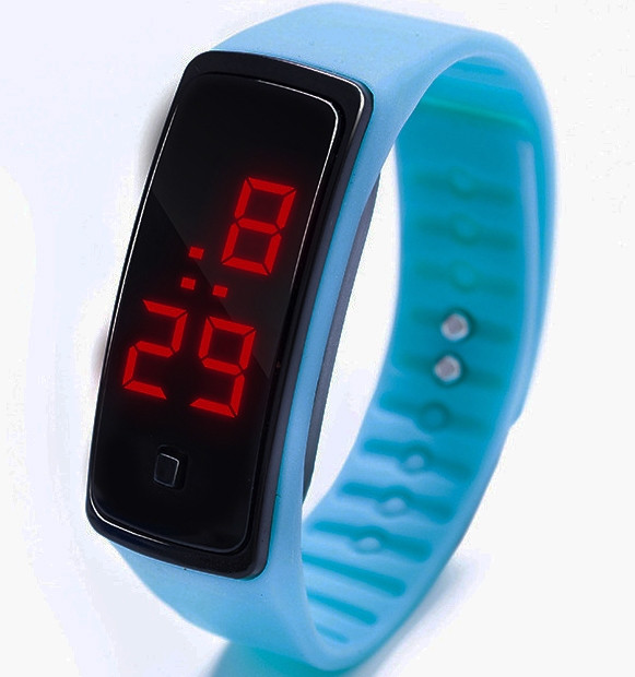 Спортивний силіконовий годинник-браслет LED темно-блакитний SW2-03, фото 1