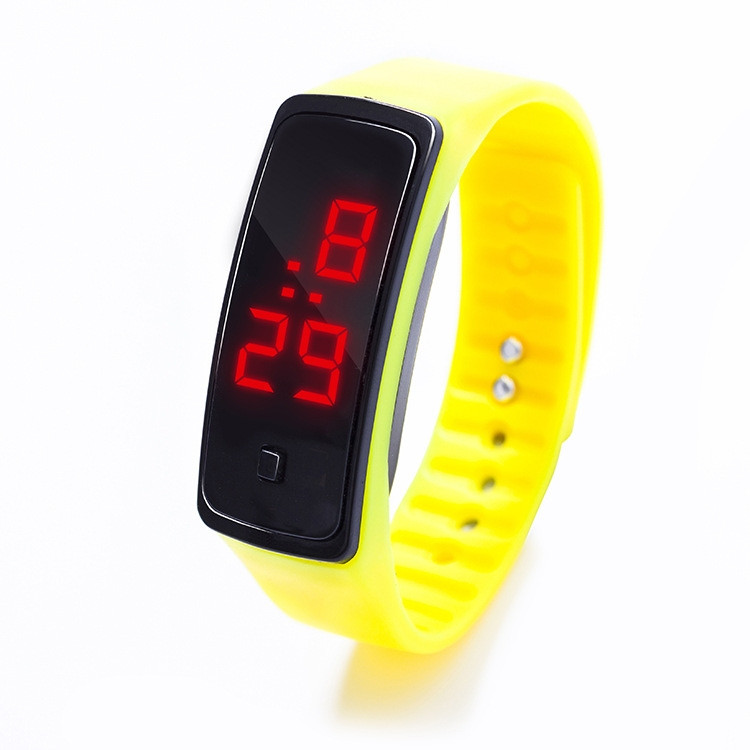 Спортивний силіконовий годинник-браслет LED жовтий SW2-04, фото 1