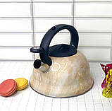 Чайник зі свистком 3 л мармурове покриття Edenberg EB-1350 Чайник для індукційної плити Чайник газовий, фото 4