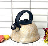 Чайник зі свистком 3 л мармурове покриття Edenberg EB-1350 Чайник для індукційної плити Чайник газовий, фото 5