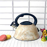 Чайник зі свистком 3 л мармурове покриття Edenberg EB-1350 Чайник для індукційної плити Чайник газовий, фото 6