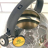 Чайник зі свистком 3 л мармурове покриття Edenberg EB-1350 Чайник для індукційної плити Чайник газовий, фото 9