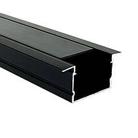 КОМПЛЕКТ!!! Профіль LED BIOM ЛПВ-20 врізний алюміній чорний анодований + розсіювач, (палиця 2м)