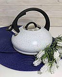 Чайник зі свистком 3 л мармурове покриття Edenberg EB-8812 Чайник для індукційної плити Чайник газовий, фото 2