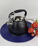 Чайник зі свистком 3 л мармурове покриття Edenberg EB-1981 Чайник для індукційної плити Чайник газовий, фото 4