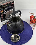 Чайник зі свистком 3 л мармурове покриття Edenberg EB-1981 Чайник для індукційної плити Чайник газовий, фото 5