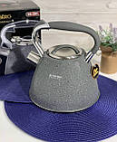 Чайник зі свистком 3 л мармурове покриття Edenberg EB-1981 Чайник для індукційної плити Чайник газовий, фото 7
