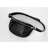 Модна жіноча сумка чорна бананка на пояс через плече з екошкіри, фото 2