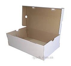 Коробка для взуття біла 410х340х150 мм мікрогофрокартон взуттєва коробка