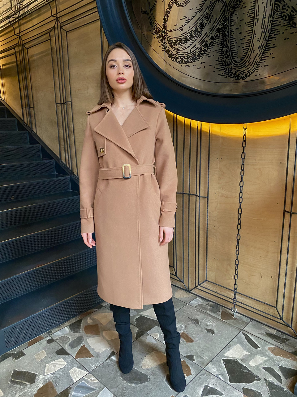Демісезонне жіноче якісне довге кашемірове пальто