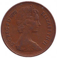 Монета 2 новых пенса. 1971-1981 год, Великобритания. (В)