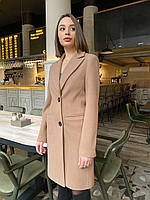 Женское приталенное кашемировое пальто фрак 42