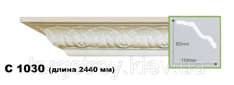Карниз стельовий C1030, довжина 2,00м, Gaudi Decor, фото 1