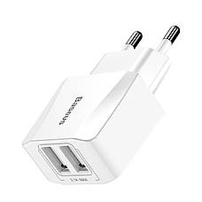 Зарядний пристрій (зарядка) для телефону Baseus 2хUSB Mini Dual-U 2.1 А Білий (CCALL-MN02), фото 5
