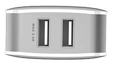 Зарядний пристрій (зарядка) для телефону Baseus 2хUSB Letour 2.4 А Білий/ Сірий (ZCL2B-B02), фото 3