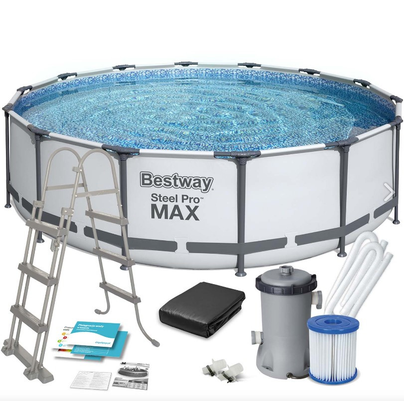 Басейн Bestway 56950 каркасний Ø 427 х 107 см, фільтр-насос, тент, сходи