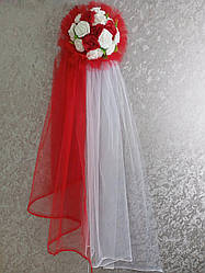 Ікебана на весільну машину червона. Прикраси на весільний автомобіль