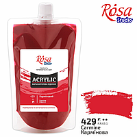 Фарба акрилова, Кармінова, 200 мл, ROSA Studio