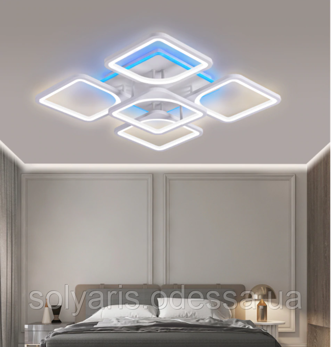 Стельова LED-люстра з димером і підсвіткою, 150 W 5543/4+1 ,біла