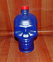 Бутылка 1л «Череп» с пластмассовой пробкой синяя