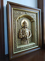 Икона Св. Александр Невский деревянная, резная
