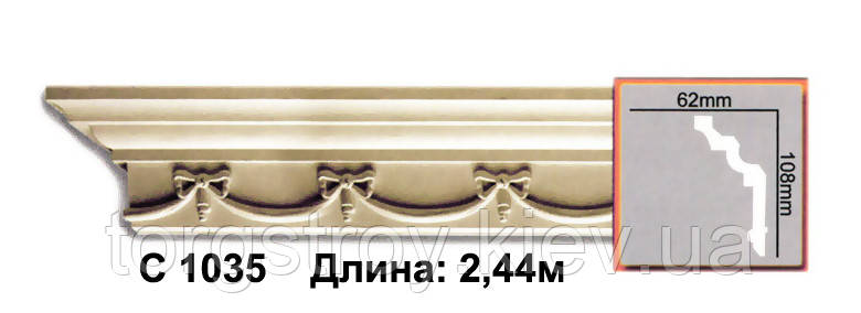 Карниз стельовий C1035, довжина 2,00м, Gaudi Decor