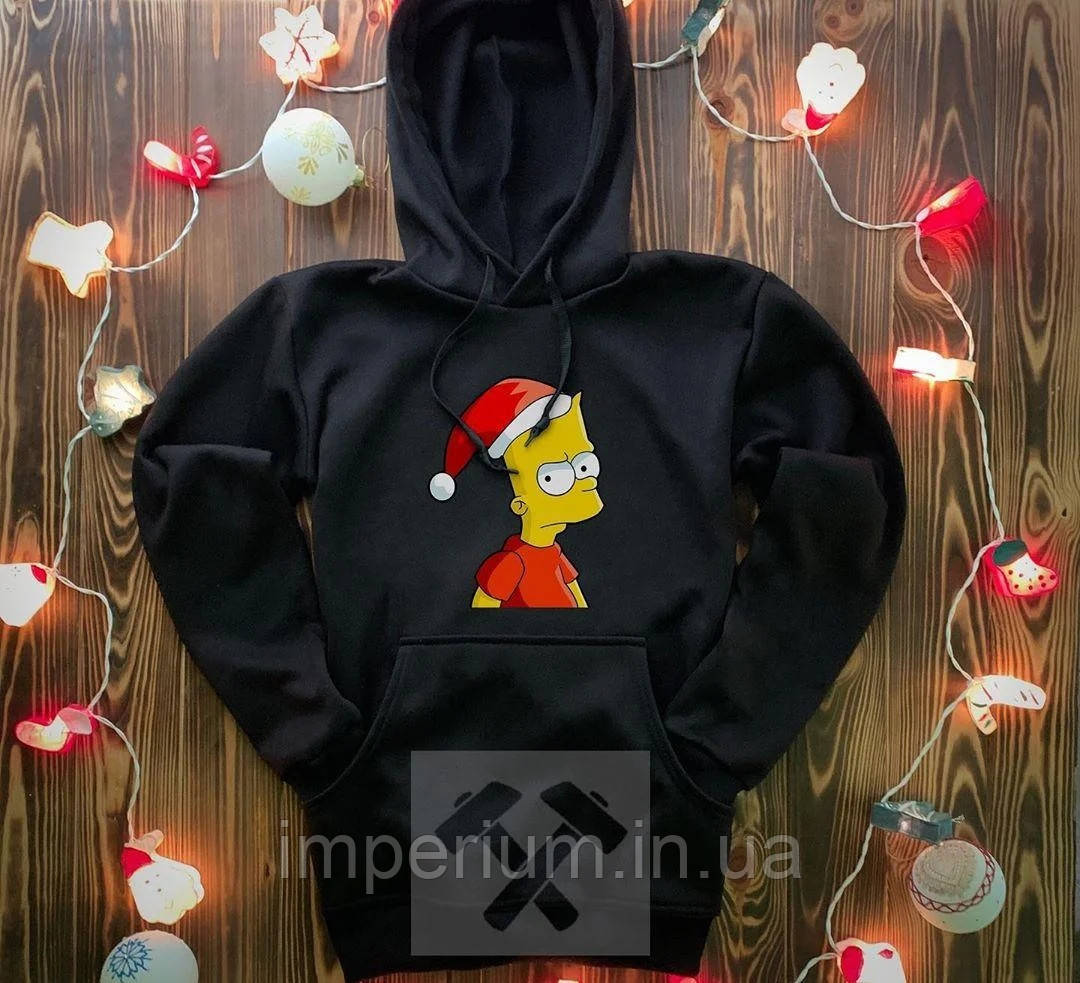 Худі з логотипом bart simpson | новорічна толстовка барт сімпсон