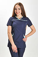 Куртка медична жіноча І-30 принт. ELIT COTTON. Темно-синій+ментол  (обр)