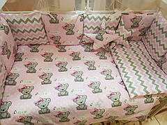 Набір постільної білизни в дитяче ліжечко "Зірочки" - Бортики в ліжечко - 8 предметів