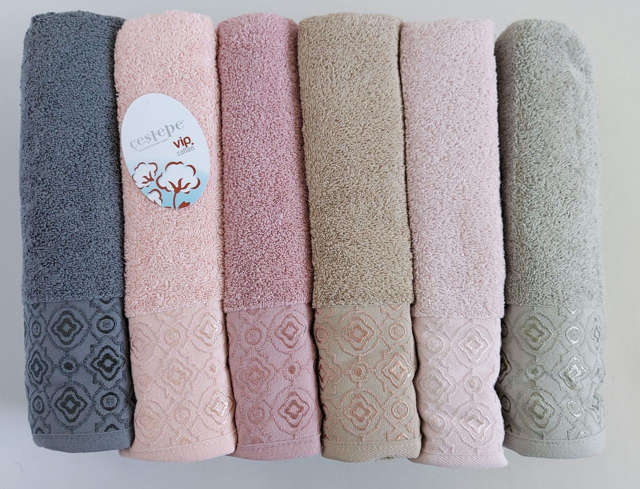 Махрові банні рушники «Vip cotton Elfin» 140*70 см (6 шт)