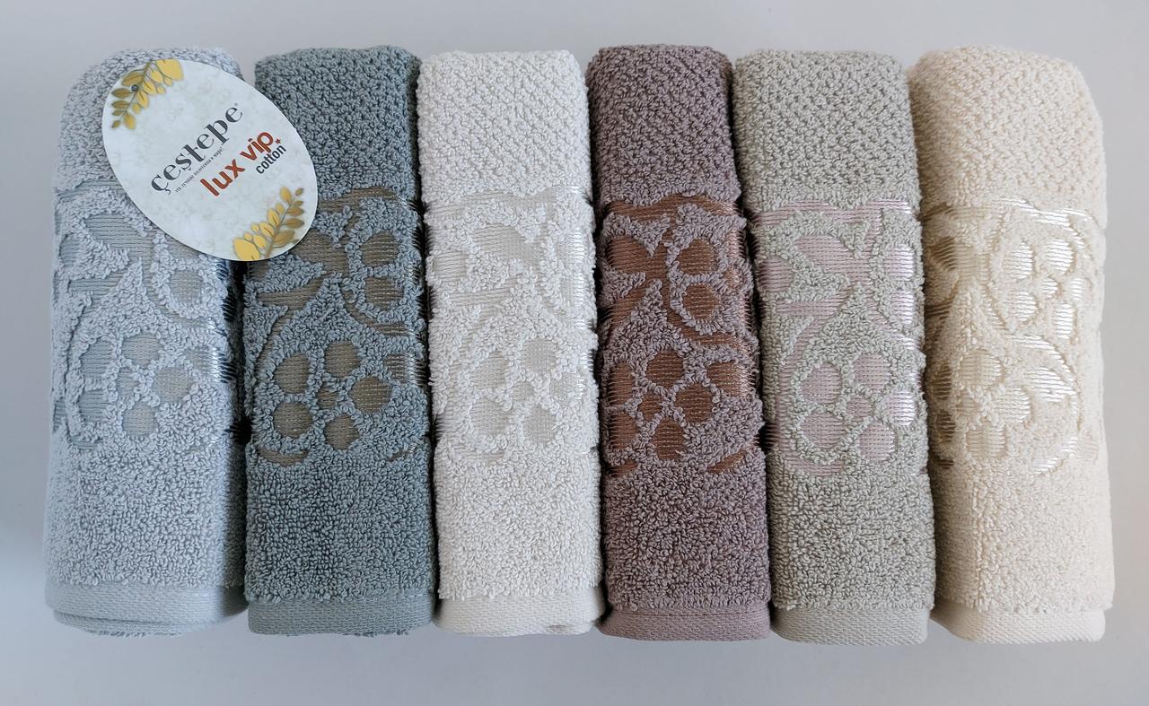 Махрові рушники для обличчя «Lux Cotton DOSSE» 50*90 (6 шт)