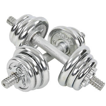 Гантелі 13 кг. 2 шт. по 6.5 кг. розбірні хромовані KIS (2 грифи l-33 см, хром. диски (1,25 + 0,75 + 0.5)*4)