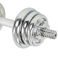 Гантелі 13 кг. 2 шт. по 6.5 кг. розбірні хромовані KIS (2 грифи l-33 см, хром. диски (1,25 + 0,75 + 0.5)*4), фото 4